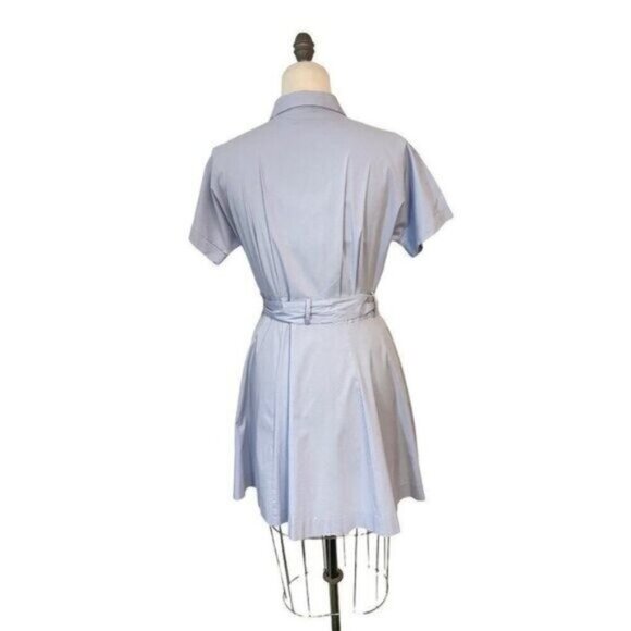 CeCe Blue Cotton Blend Shirt Dress 10 - Picture 3 of 5